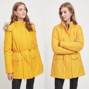 Divided H&M Parka Yellow Sherpa Lined Hooded